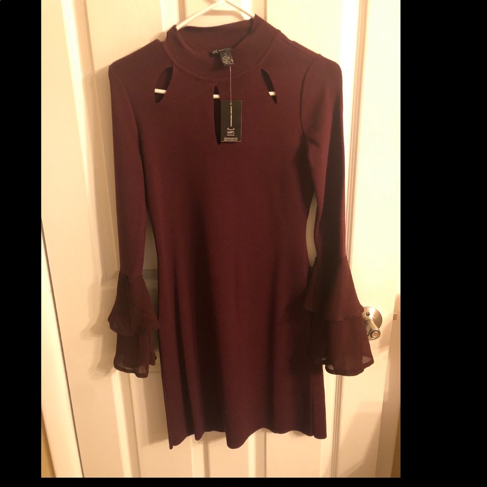INC Women’s long sleeve maroon dress small NWT